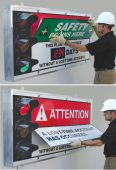 Signal-Flip Digi-Day® Electronic Scoreboards: Attention - Caution - Safety Begins Here
