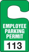 Vertical Hanging Parking Permit: Employee Parking Permit