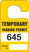 Vertical Hanging Parking Permit: Temporary Parking Permit
