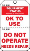 Safety Tag: Equipment Status - OK To Use/Do Not Operate Needs Repair - Perforated