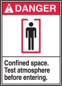 ANSI Danger Safety Labels - Confined Space - Test Atmosphere Before Entering