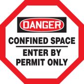 OSHA Danger Shape Safety Sign: Confined Space - Enter By Permit Only
