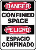 Bilingual OSHA Danger Safety Sign: Confined Space