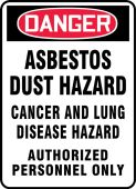 OSHA Danger Safety Signs: Asbestos Dust Hazard Cancer and Lung Disease Hazard Authorized Personnel Only